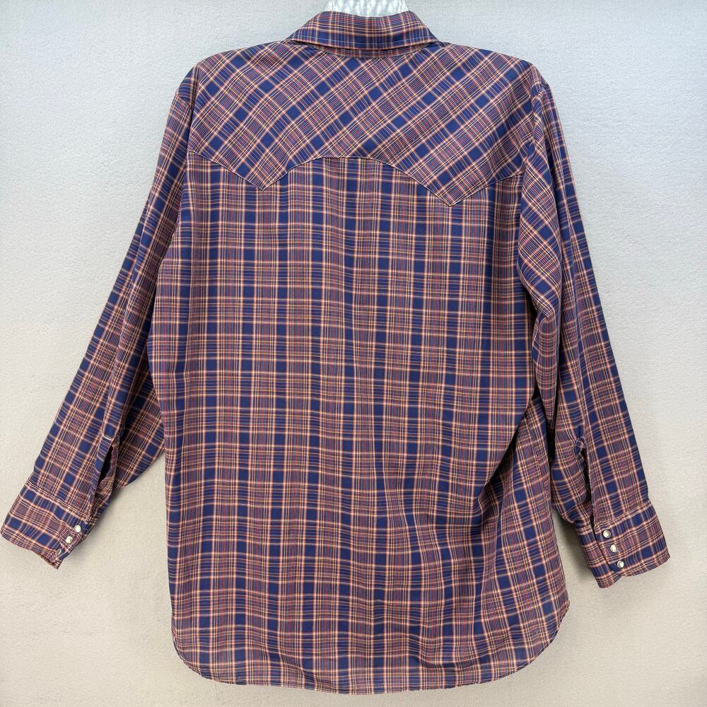 Levi Strauss & Co Shirt Men's XL Red Blue Plaid Western Cut Pearl Snaps Vintage - Picture 2 of 10